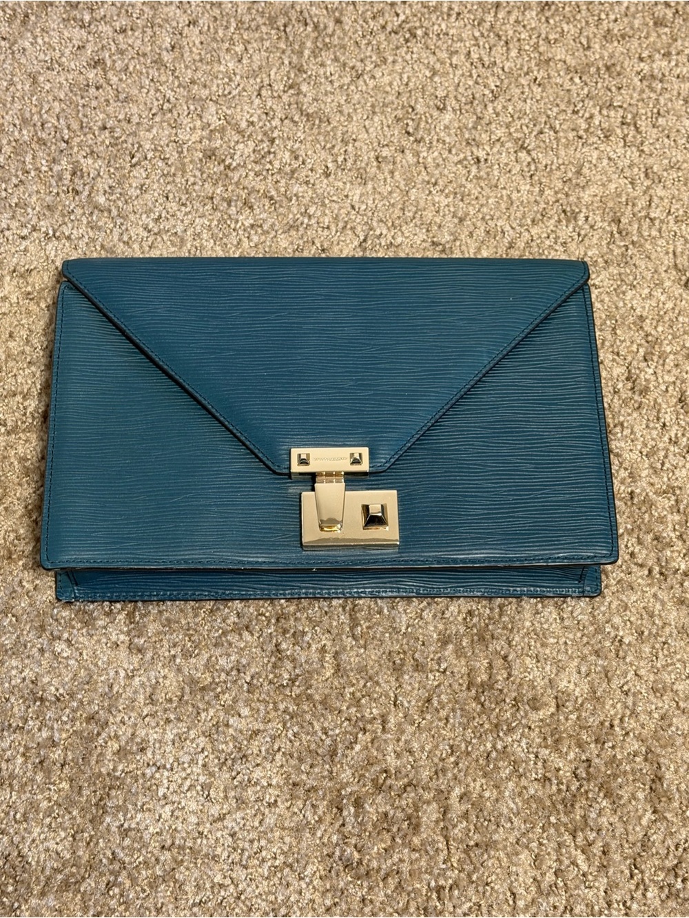 Rebecca Minkoff Teal Envelope Clutch with Gold Lock